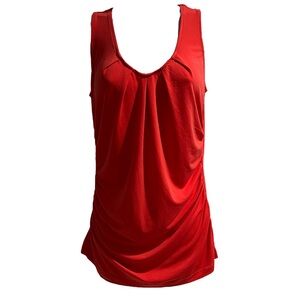 New York & Company Red Stretch Ruched Tank Top Size Small